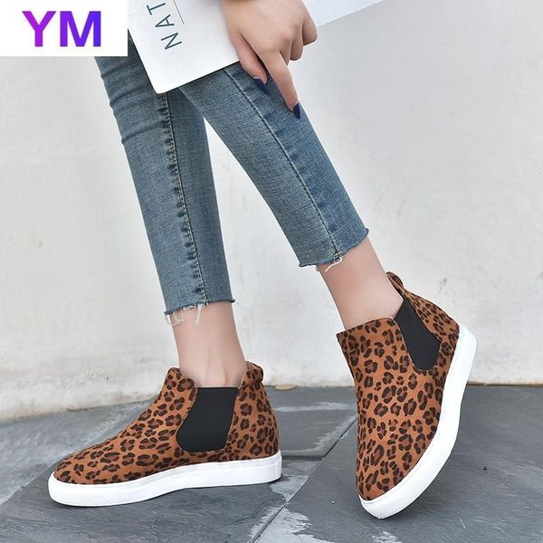 

2020 fashion leopard women casual shoes spring autumn lady slip-on flat shoes comfortable women ankle boots zapatos mujer, Black