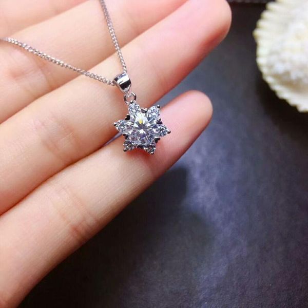 

other [meibapj] moissanite gemstone snowflake pendant necklace for women real 925 solid silver fine jewelry1