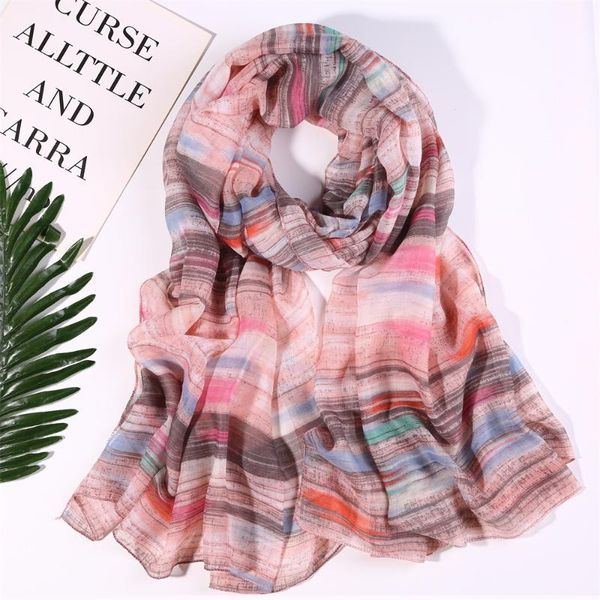 

2021 new stripe print scarves shawls long soft viscose wrap scarf hijab 7 color ing, Blue;gray