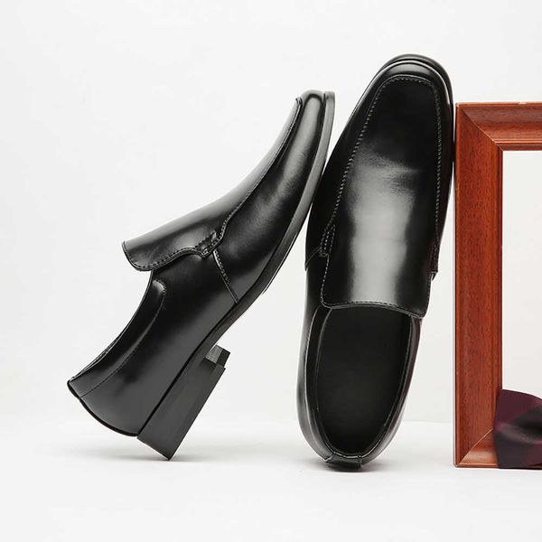 

wholesale classic luxury business men's dress shoes fashion elegant formal wedding for male slip on office oxford plus size 39-47 desig, Black