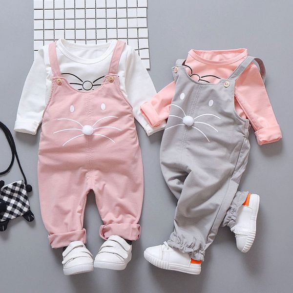

newborn baby girls clothes sets fashion spring suit t-shirt + pants suit baby girls outside wear sports suit clothing set 1021, White