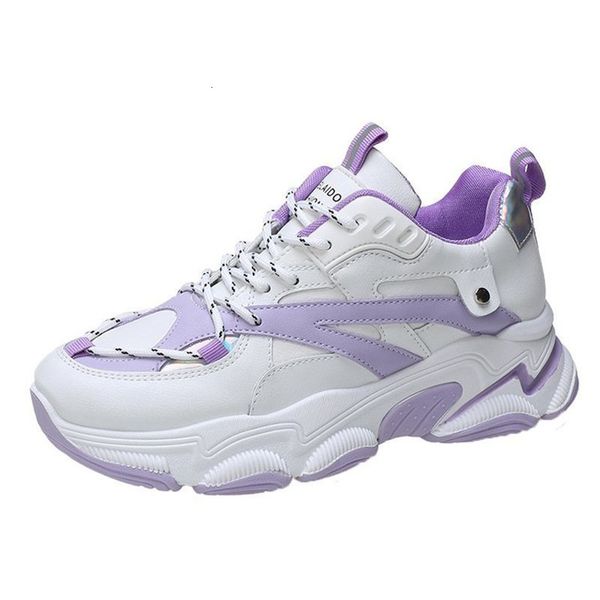 

2021 new spring white woman chunky female fall fashion father sports mixed colors lace casual shoes 1diz, Black;white