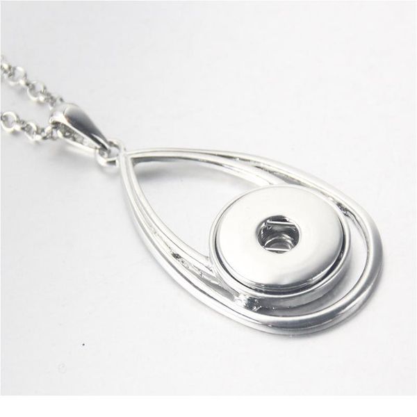 

2016 bohemian water drop necklace(18mm)&earring(12mm) set for women diy metal snap button jewel jllghq, Silver