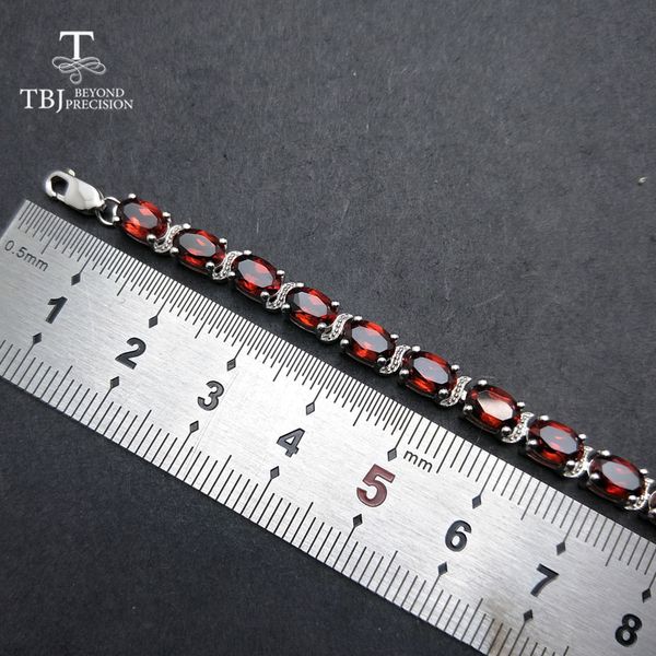 

tbj,elegant bracelet with natural garnet in 925 sterling silver, fine jewelry for anniversary wedding party,gift for women 1028, Black