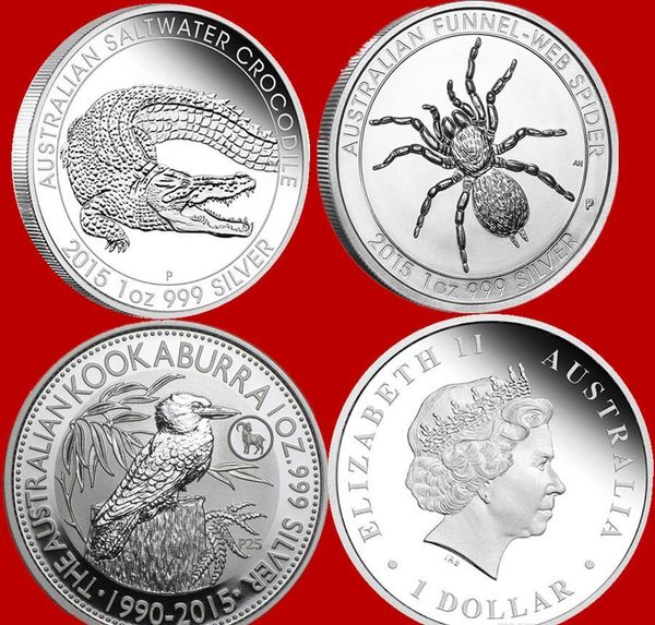 

орел 1 клин оз коала паук, монета, австралия смеющийся подарок серебряная монета мята крокодил, перт кенгуру хвостовенный серебряный kingfis