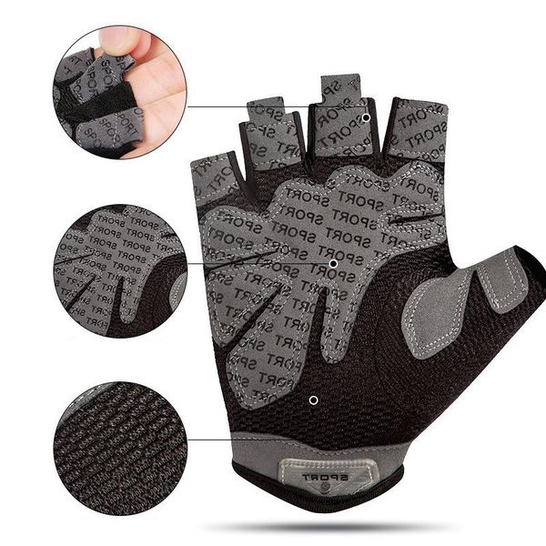 

veqking half finger fitness glovesman non slip weight lifting gloveswomen gym bodybuilding training sport gloves cycling glove wmtswj, Black