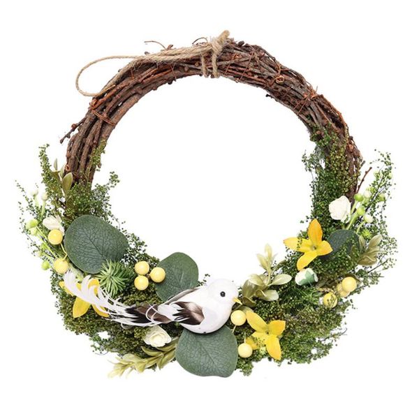

decorative flowers & wreaths easter decoration wreath home decor natural rattan bird nest green leaves party craft spring wedding