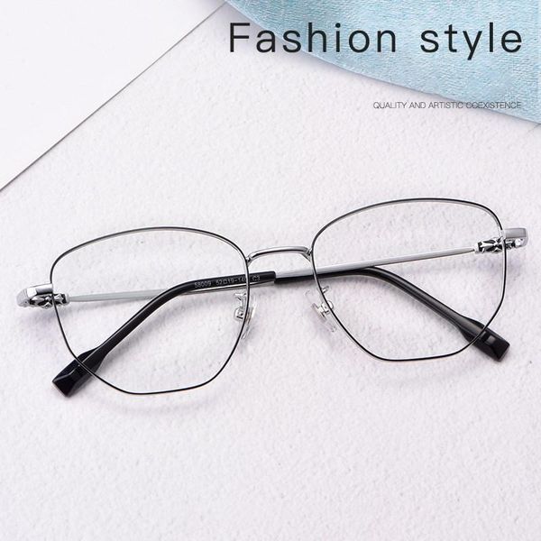 

pure titanium ultralight glasses frame men and women retro polygon anti blue light goggles computer glasses optical frame 58009, White;black