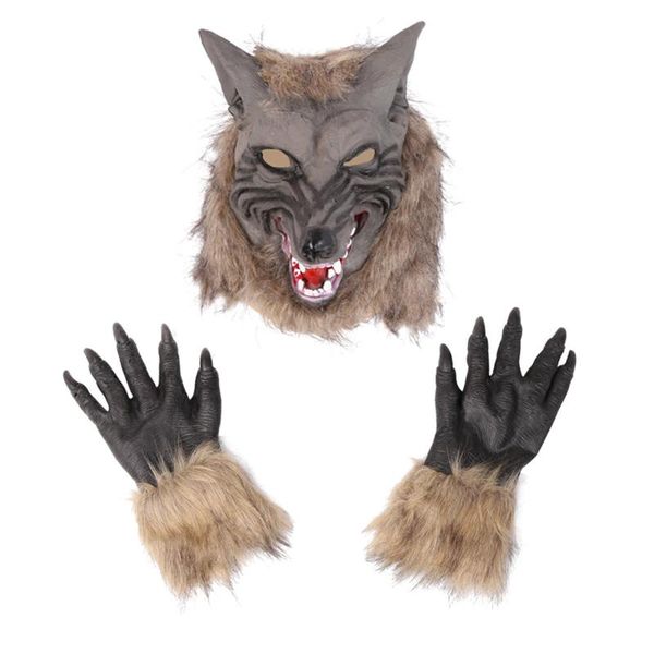 

party masks realistic werewolf head mask and gloves cosplay costumes