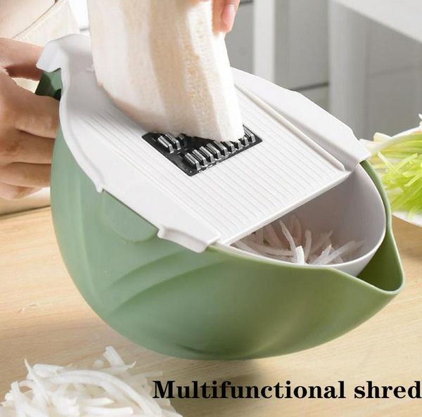 

multifunctional stainless steel rotate vegetable cutter creative fruit vegetable shredder grater with high capacity drain basket wmtglw