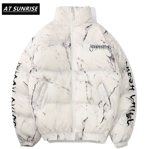

men winter parkas coat hip hop pockets thick jackets men fashion casual texture printing streetwear oversized jacket 201127, Black