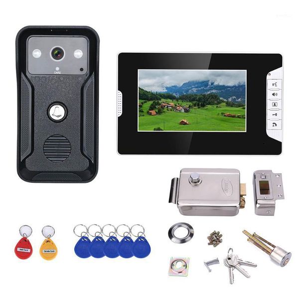 

video door phones 7 inch 1monitor/ 2monitors intercom phone rfid system with hd doorbell 1000tvl camera electronic lock1