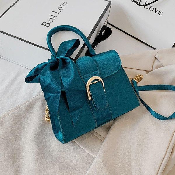 

small square tote bags for women 2020 fashion bow designer soft pu leather chains shoulder bag solid color handbags