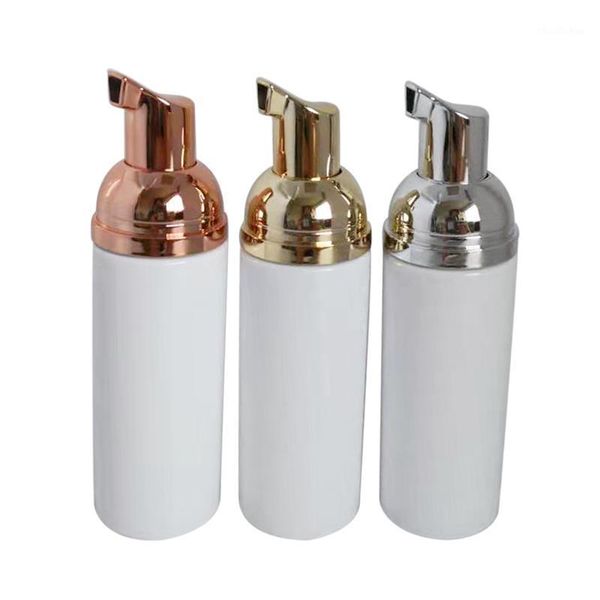 

wholesale fast 100ps 100ml facial wash bottle pump white liquid soap dispenser foam bottle with golden foamer1