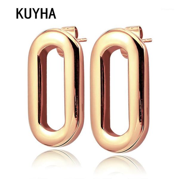 

trendy gold/rose gold/silver color simple stud earrings for women party jewelry female classic geometric metal girls present1, Golden;silver