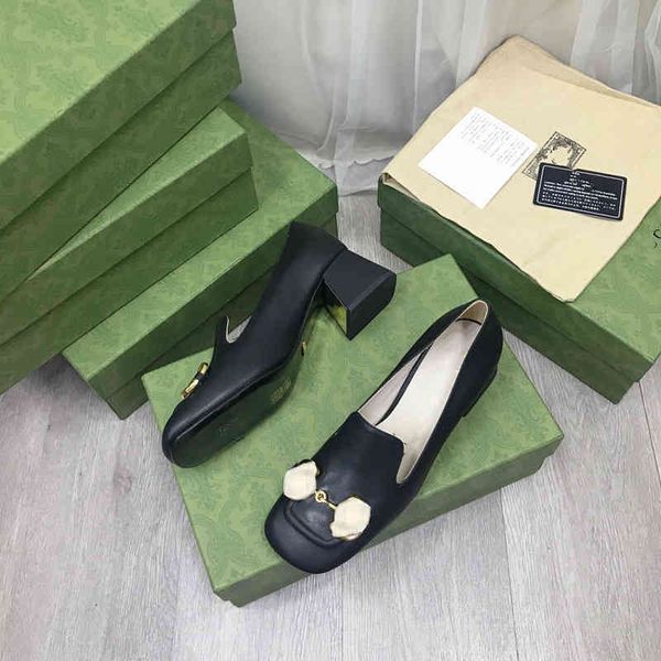 

2022 spring and summer latest women's famous brand formal shoes handbag designer customized luxury fashion metal buckle generous high-h, Black