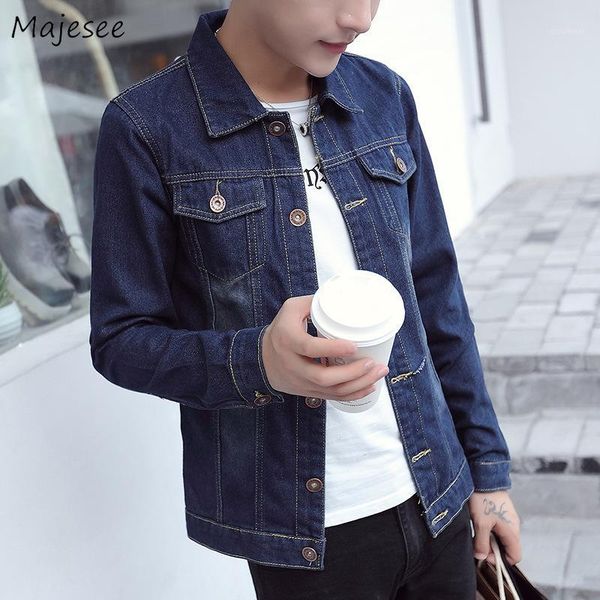 

jacket men denim single breasted stylish korean style high fashion mens jackets and coats harajuku all match males coat simple1, Black;brown