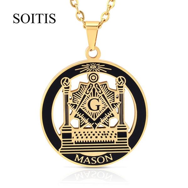 

soitis mason hip hop stainless steel past master masonic mason asonry pendants mason necklaces gold color, Silver