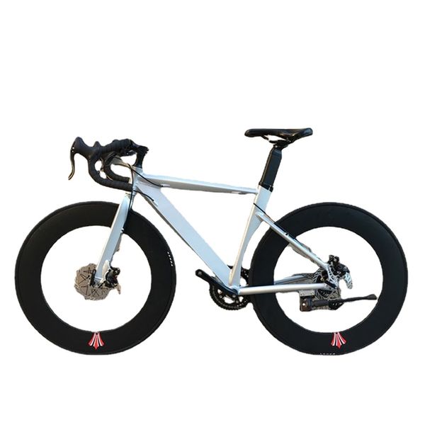 90mm Rad Grau Rennrad Fahrräder Rennrad Shimano 14 Geschwindigkeiten Aluminiumlegierung Doppelscheibenbremse Zyklen Outdoor Fahrrad