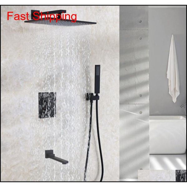 

matte frosted blackened bathroom shower faucet set contemporary 12 inch rain shower head thermostatic s qyliso bde_luck
