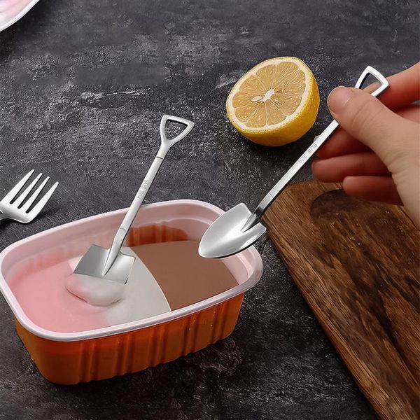 

2pcs stainless steel ice spoon shovel coffee spoon funny tableware kitchen gadget birthday gift h bbyzma