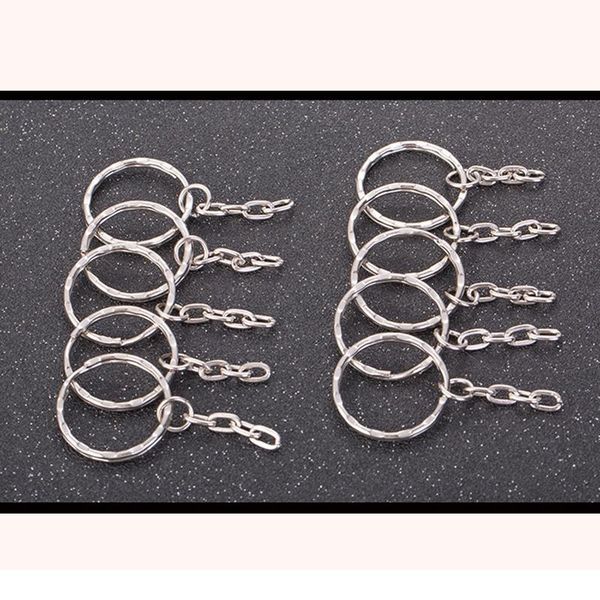 

20pcs/bag metal 25mm silver color key ring split ring with chain rings women men keyfob diy key chains acc jlllry
