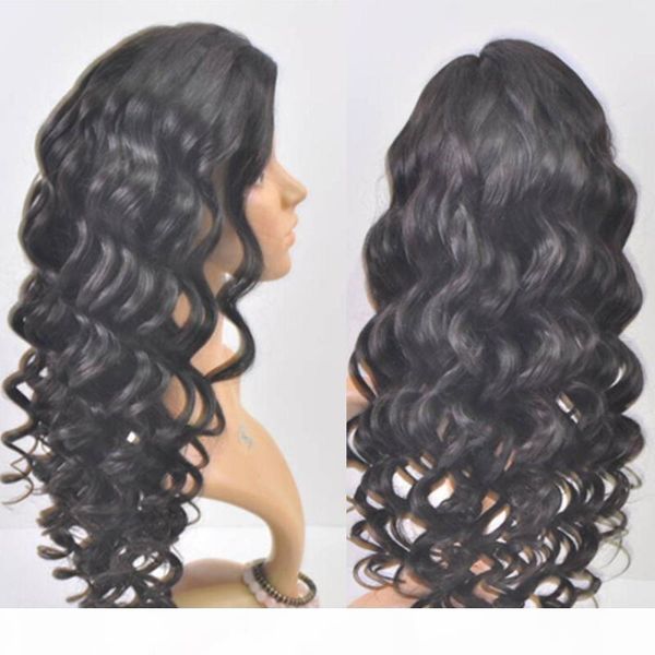 

super wave high density indian full lace wigs 100% human hair wigs with bleached knots for black women lace front wig, Black;brown