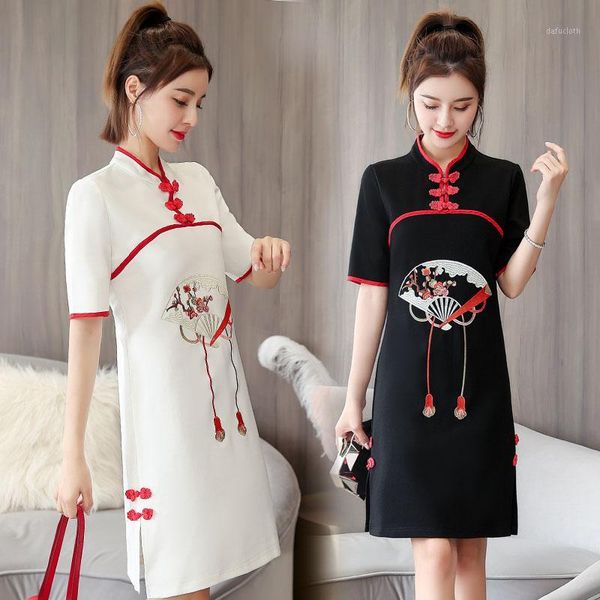 

exotic apparel 2020 summer dress new style of maestros modified cheongsam dress embroidered chinese style young cheongsam1, Red