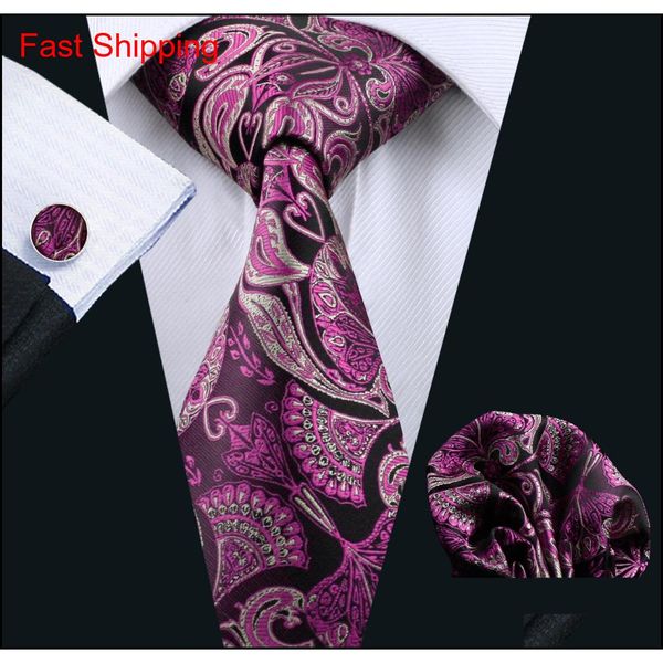 

purple tie for men neck tie set pocket square cufflinks jacquard woven formal mens silk tie work qylttj dh_seller2010, Black;blue