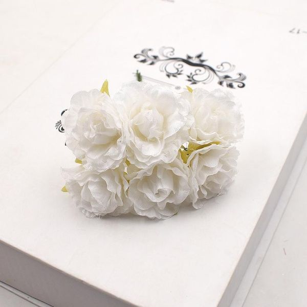 

6pcs/lot artificial flowers silk rose flower bouquet for wedding home decoration diy craft wreath gift scrapbooking acc jllzhi