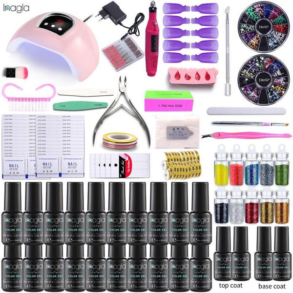 

inagla nail set 54w uv led lamp dryer set for nails gel polish glitter manicure tools sets electric nail accessories drill sets