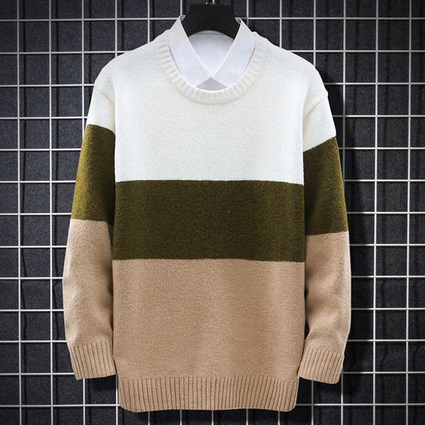 

trendy color matching sweater bottoming shirt winter new fashion student couple loose casual sweater, White;black