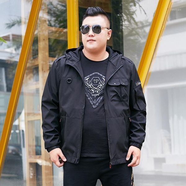 

2020 spring and autumn new men's fashion coat windbreaker men's thin coat hooded casual windproof rain jacket large size 8xl 7xl1, Black;brown
