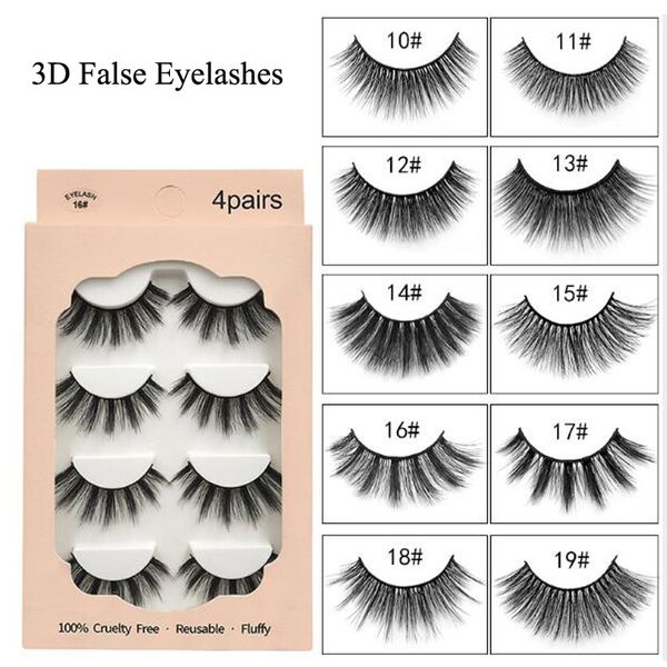 

4 pairs eyelashes natural long 3d mink lashes faux cils mink eyelashes strip 3d false eyelashes makeup volume cilios