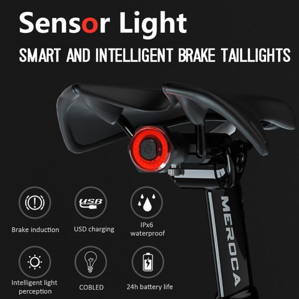 

bicycle taillights intelligent sensor brake lights usb charging road mtb bike taillight outdoor night riding warning brake light