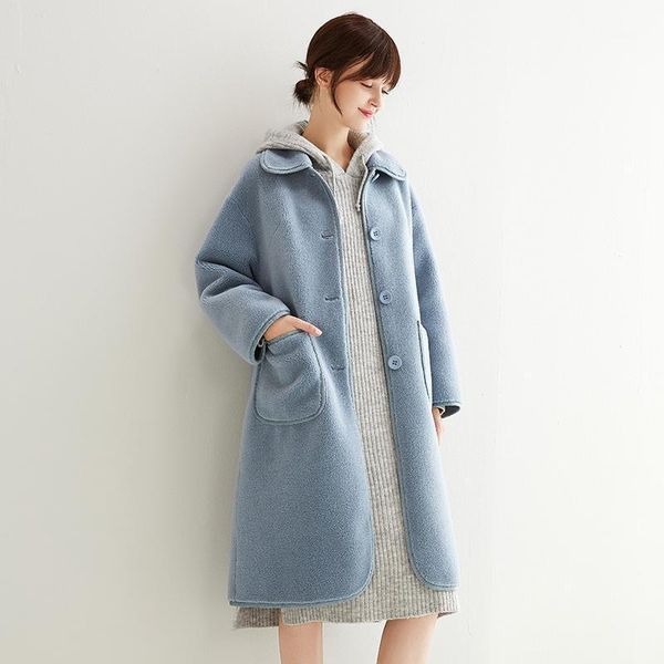 

100% korean fashion real fur sheep shearing wool jacket winter coat women clothes 2020 abrigo mujer v19f93723 yy16821, Black