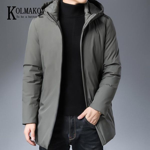 

kolmakov winter youth men's wear in the long style plus cotton coat stylish hooded warm solid color cotton suit male jacket, Black