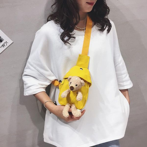 

brand cute bear cheat bags luxury canvas women shoulder bags girls belt bag ladies women crossbody bag 2021 design