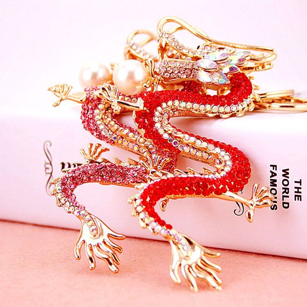 

китайский ключ дракон брелок автомобильный держатель кристалл rhinestone брелок сплава мужчины женщины партии подарки