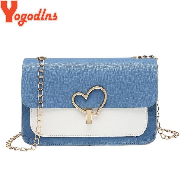 

yogodlns мода contrast кожи цвет love lock дизайн pu сумка плеча малого лоскут сумка мини crossbody цепь посыльный