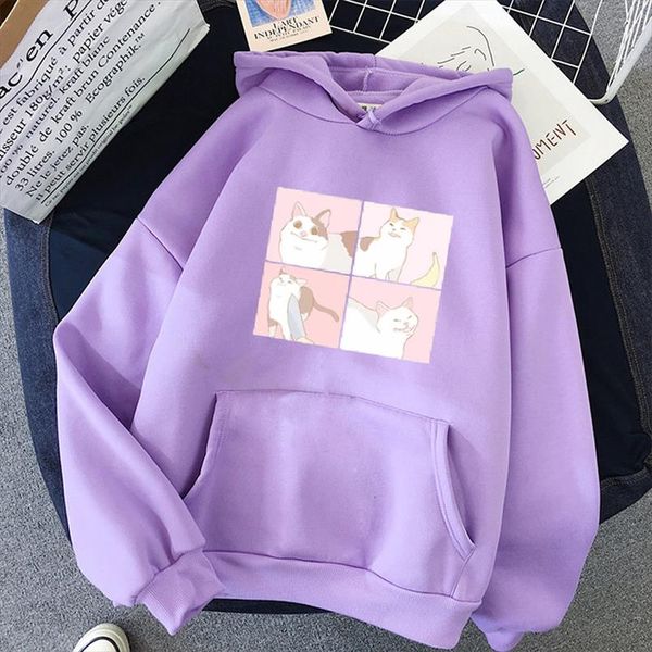 

oversized cute cat print hoodies pullover harajuku sweatshirt kawaii hoody itself womens clothes pink korean style, Black