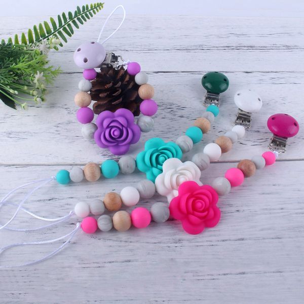 

pacifier holders baby silicone gripping teeth molars soothing gutta percha chain