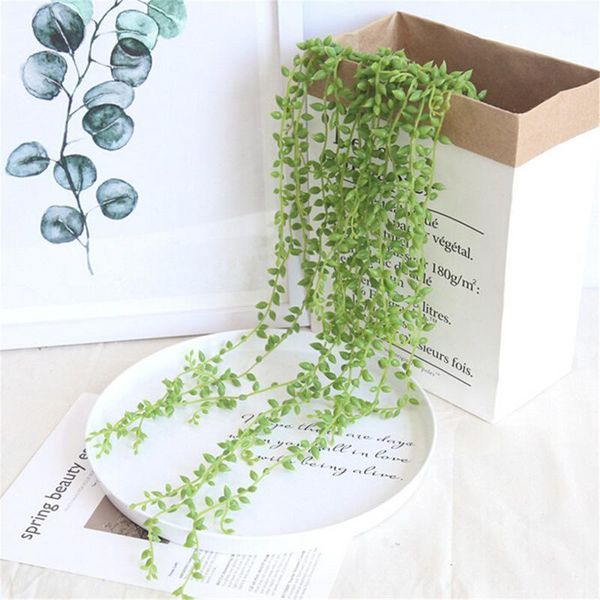 

green plant artifical lover tears succulents wall hanging plastic fake flower rattan evergreen wedding imitation decoration1