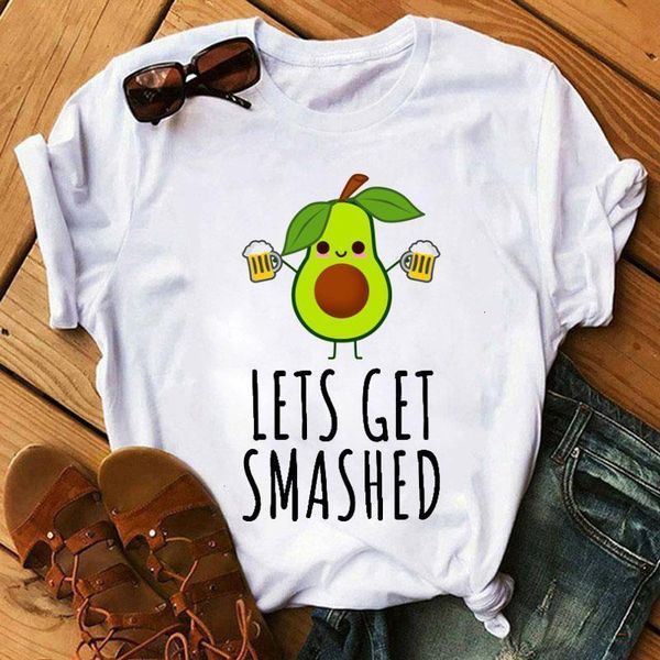 

давайте разбитым мультфильм футболка avocado мода женские футболки harajuku tee tee милые футболки tee женские ulzzang футболки t-рубашки, White