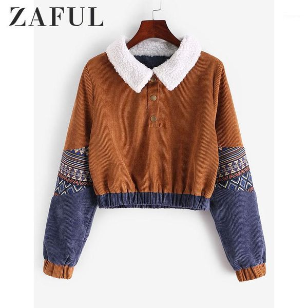 

zaful coats graphic corduroy crop sweatshirt women winter vintege cotton pullovers sweatshirts short warm outwear femme1, Black
