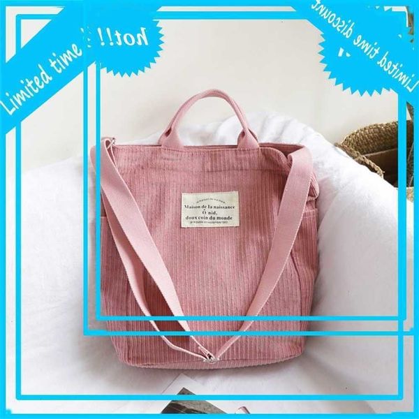 

ins corduroy canvas korean literature and art simple one shoulder cross slung velvet bag mori series large capacity handbag