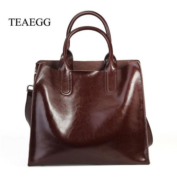 

teaegg women real leather handbag female genuine leather cowhide messenger bag lady casual tote
