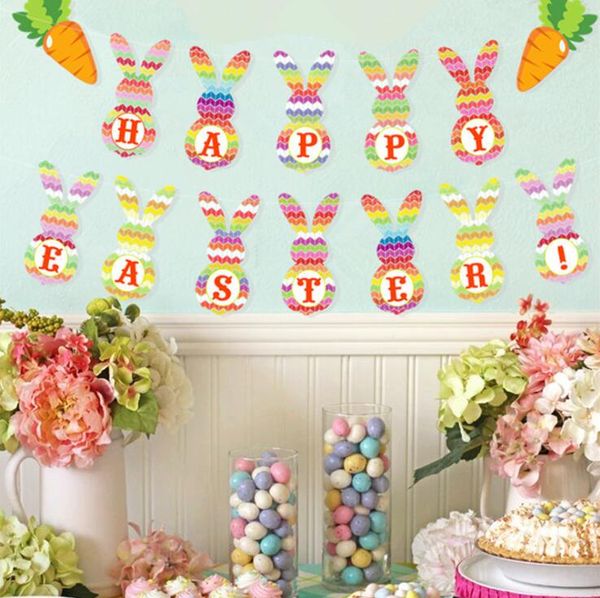 

easter banner flags bunny shape hanging happy easter theme flags for birthday easter party home decoration yys3835