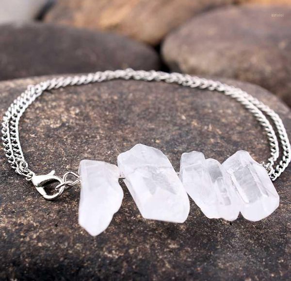 

multi spar quartz crystals bracelet charm natuarl stone for women1, Golden;silver