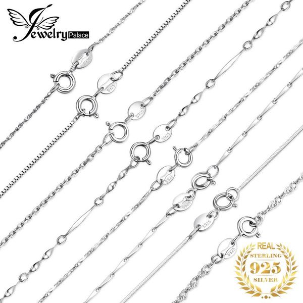 

chains jewelrypalace 100% genuine 925 sterling silver necklace ingot twisted trace belcher snake bar singapore box chain women